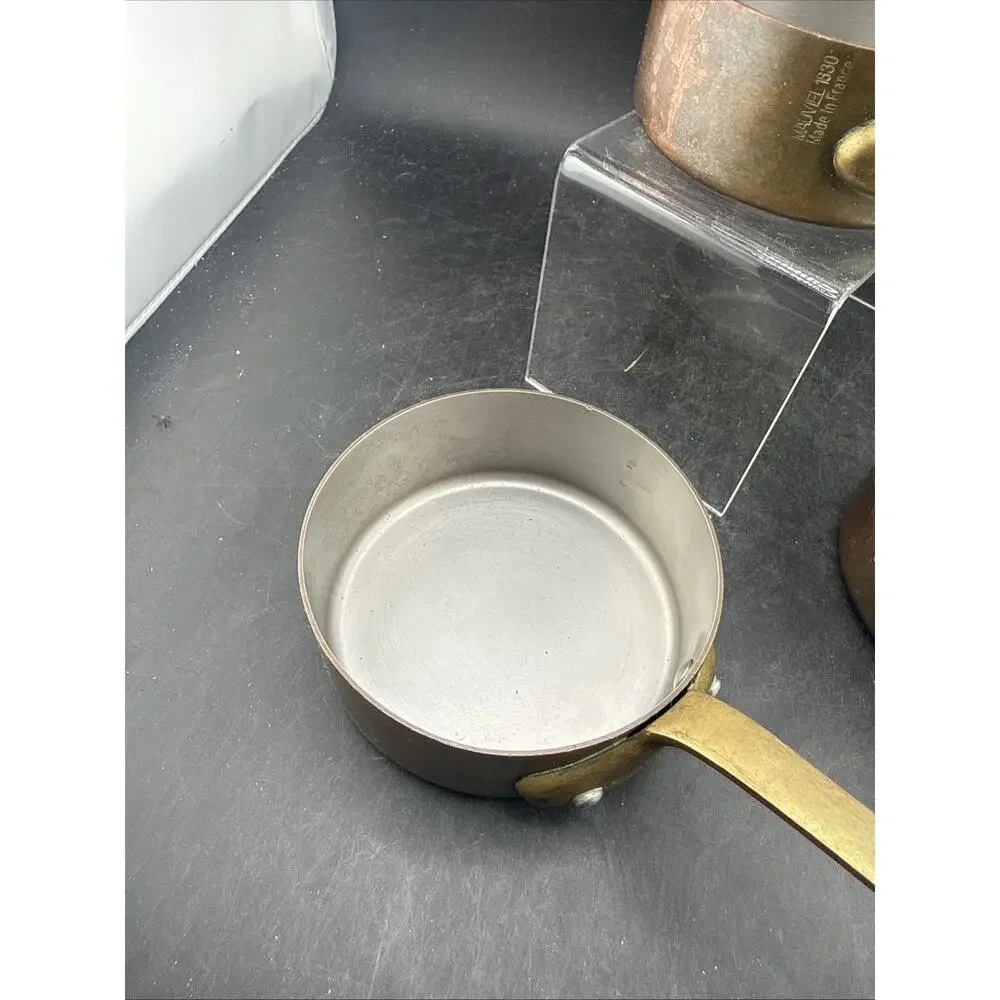 Mauviel 1830 France Copper Mini Saucepan Set of 3 Brass Handle M'Minis Lined 9cm